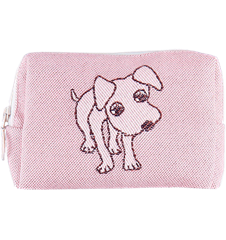 Kulturbeutel 12cm Hund Rosa