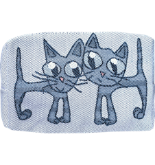Kulturbeutel 18cm Katze Blau