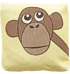 Taie d'oreiller douce 30x30cm Singe Jaune