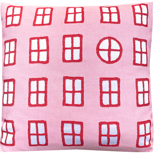 Kuddfodral 45x45cm Fönster Rosa