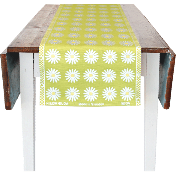 Tischläufer 35x150cm Wiesen-Margerite Limettengrün