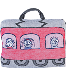 Taie d'oreiller/sac Train Rouge Bleu
