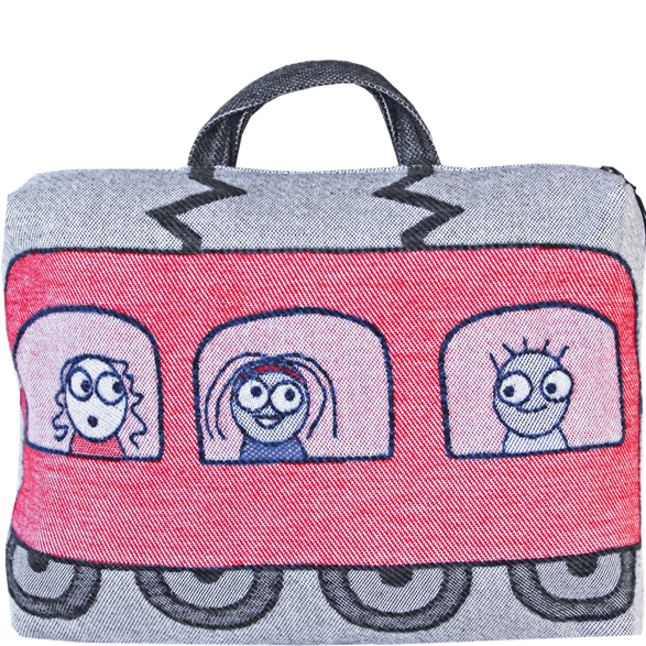 Train cushion/bag Passengers Red Blue