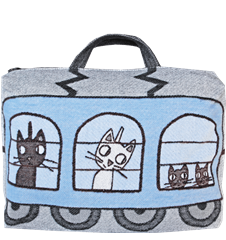 Train cushion/bag Dog Cat Blue