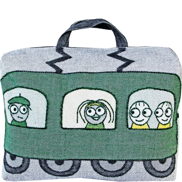 Taie d'oreiller/sac Train Jaune Vert