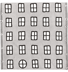 Stoff 45cm Fenster Grau