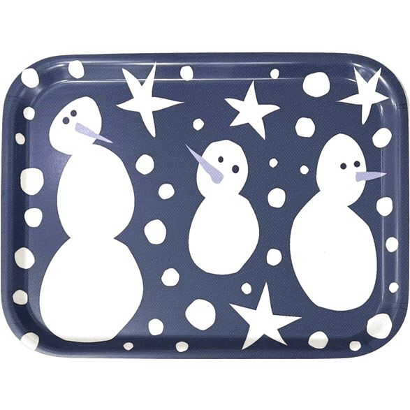 Tablett Schneemann Klein Blau