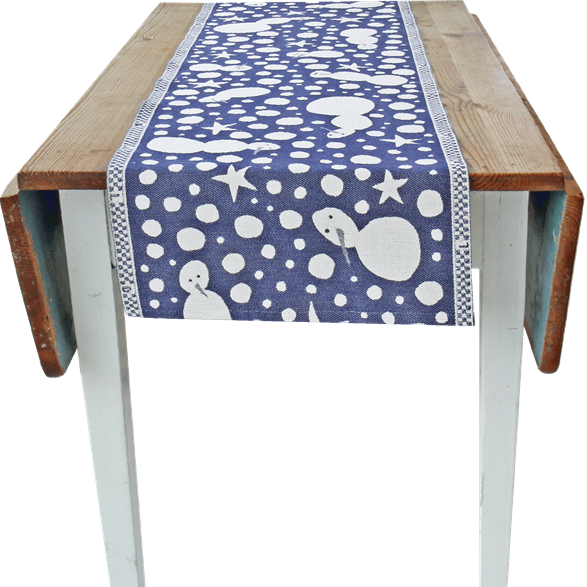 Stoff 35cm Schneemann Blau