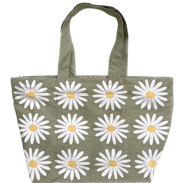 Tote XL Marguerites Vert Lin