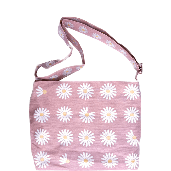 Messenger Bag Wiesen-Margerite Leinrosa