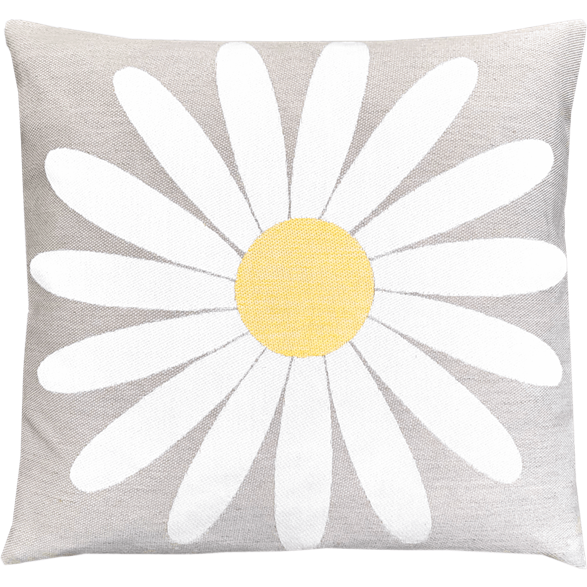 Taie d'oreiller 45x45cm Margerite Grise Claire