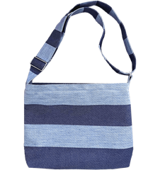 Messenger Bag Gestreift Blau