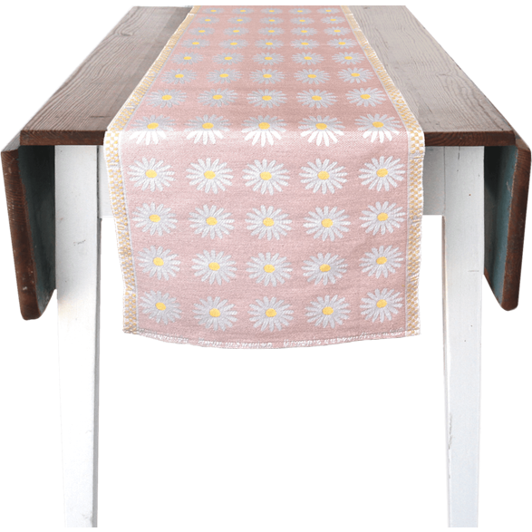 Tischläufer 35x150cm Wiesen-Margerite Leinrosa