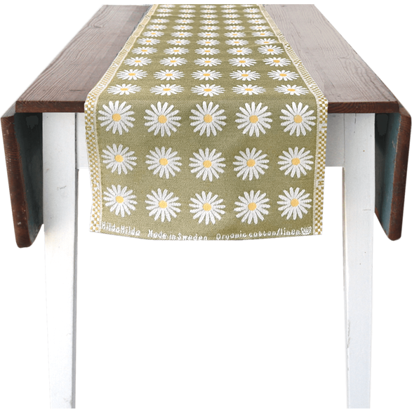 Tischläufer 35x150cm Wiesen-Margerite Leingrün