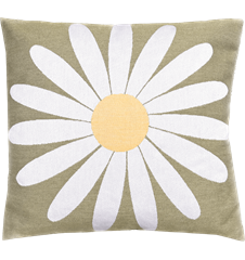 Taie d'oreiller 45x45cm Margerite Vert Lin