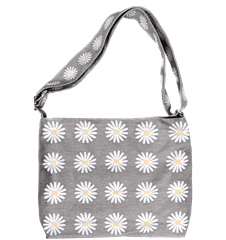 Messenger Bag Wiesen-Margerite Grau