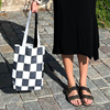 Tote M Carreaux Noir