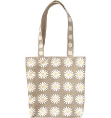 Tote M Wiesen-Margerite Grau Linen