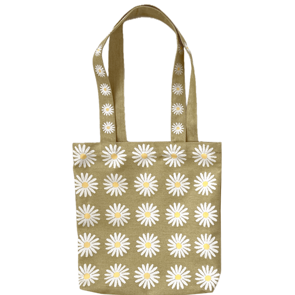 Tote M Marguerites Vert Lin