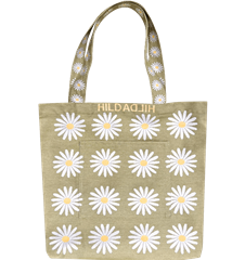 Tote L Marguerites Vert Lin