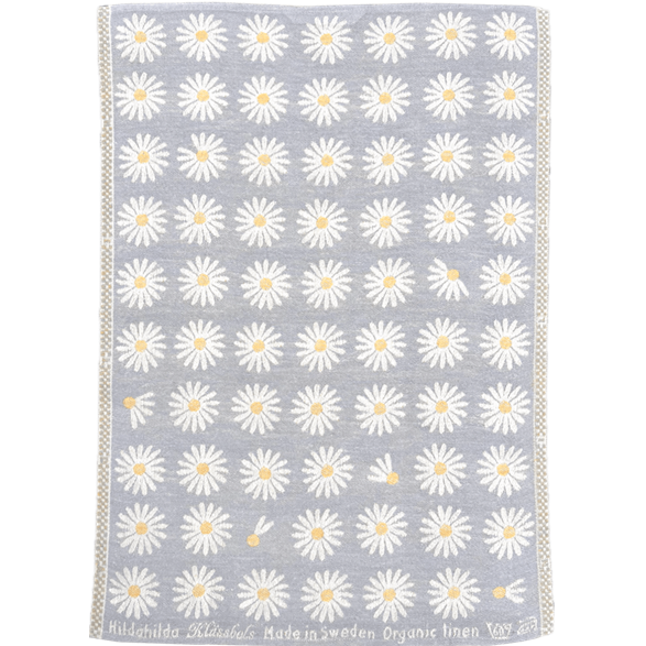Torchon Marguerites Bleu Clair