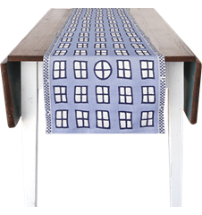 Chemin de table 35x150cm Fenetre Bleu