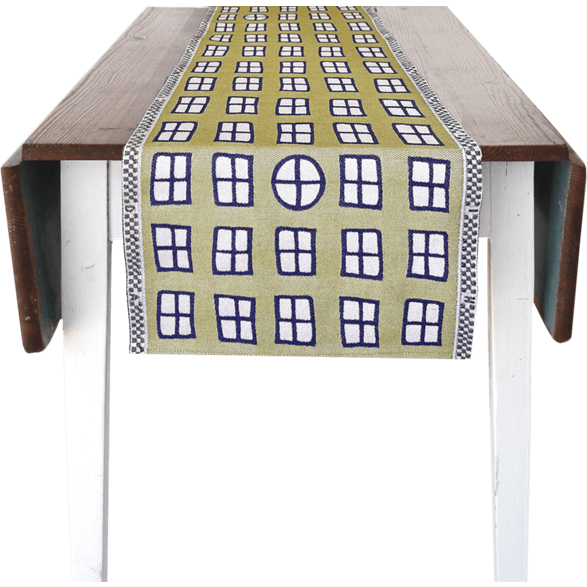 Chemin de table 35x150cm Fenetre Vert