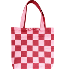 Tote L Checkered Red Pink