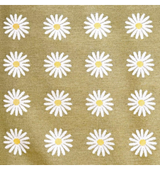Tissu 145cm Marguerite Vert Lin Pistage