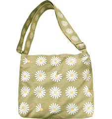 Messenger Bag Wiesen-Margerite Grün Lin