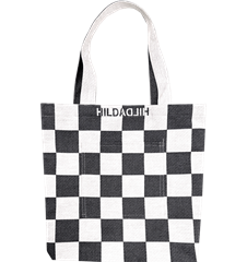 Tote L Checkered Black and White