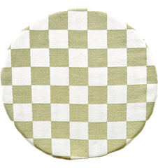 Sitzkissen Kariert Grün Linnen