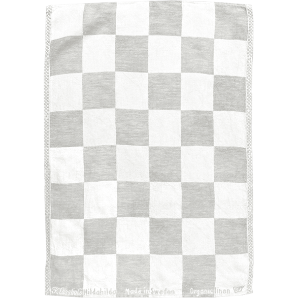 Kitchen towel Check Linen Gray White