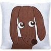Kuddfodral 30x30cm mjuk Hund Blå brun