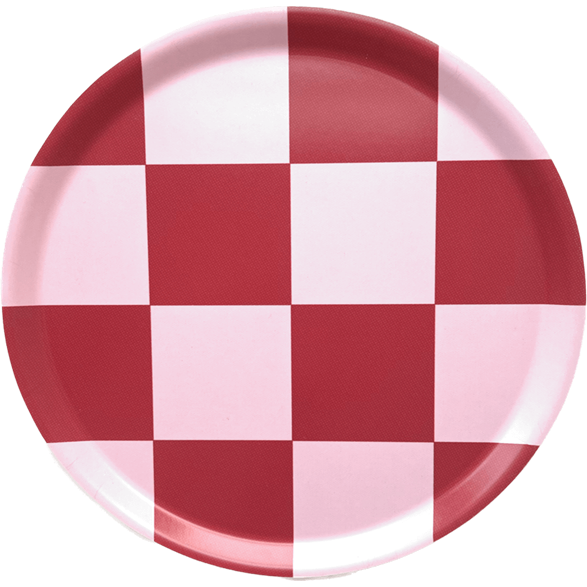 Tablett D 38 Kariert Rot Rosa