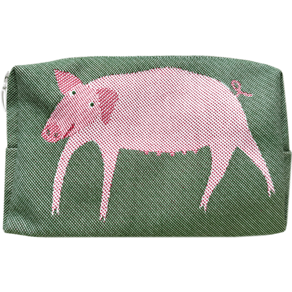 Kulturbeutel 18cm Schwein Grün