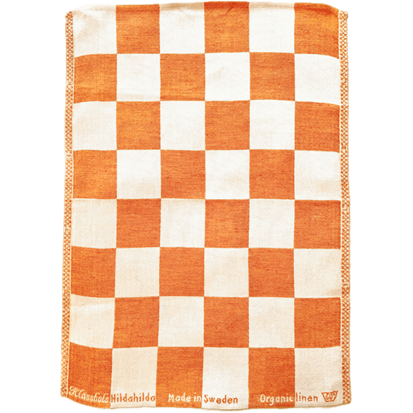 Torchon Carreaux Orange Blanc