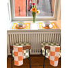 Torchon Carreaux Orange Blanc