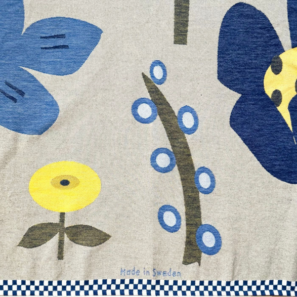 Pläd Blommor Stora blå
