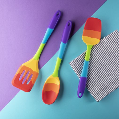 Taylor's Stekspade perforerad  Silikon Rainbow, 28cm