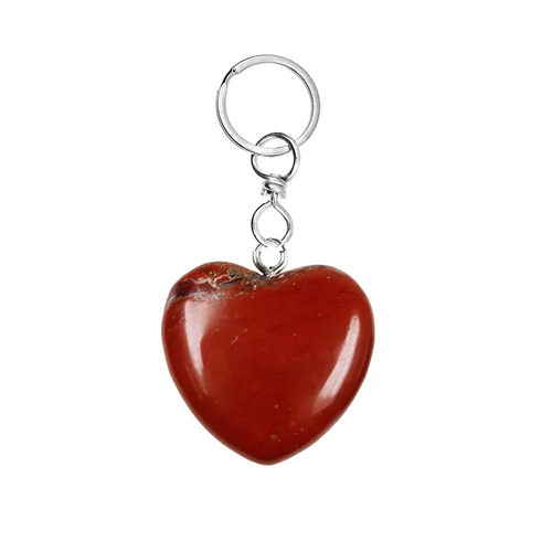 Nyckelring kristall Key Chain Heart Jasper (red)