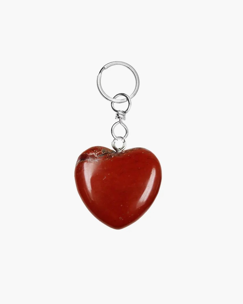 Nyckelring kristall Key Chain Heart Jasper (red)