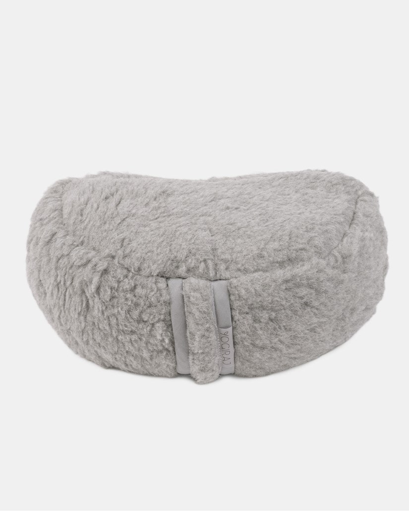 Meditation cushion crescent wool, Silver grey - Yogiraj