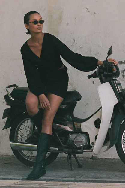 Yogatopp Ramie Wrap Top, Black - Studio K