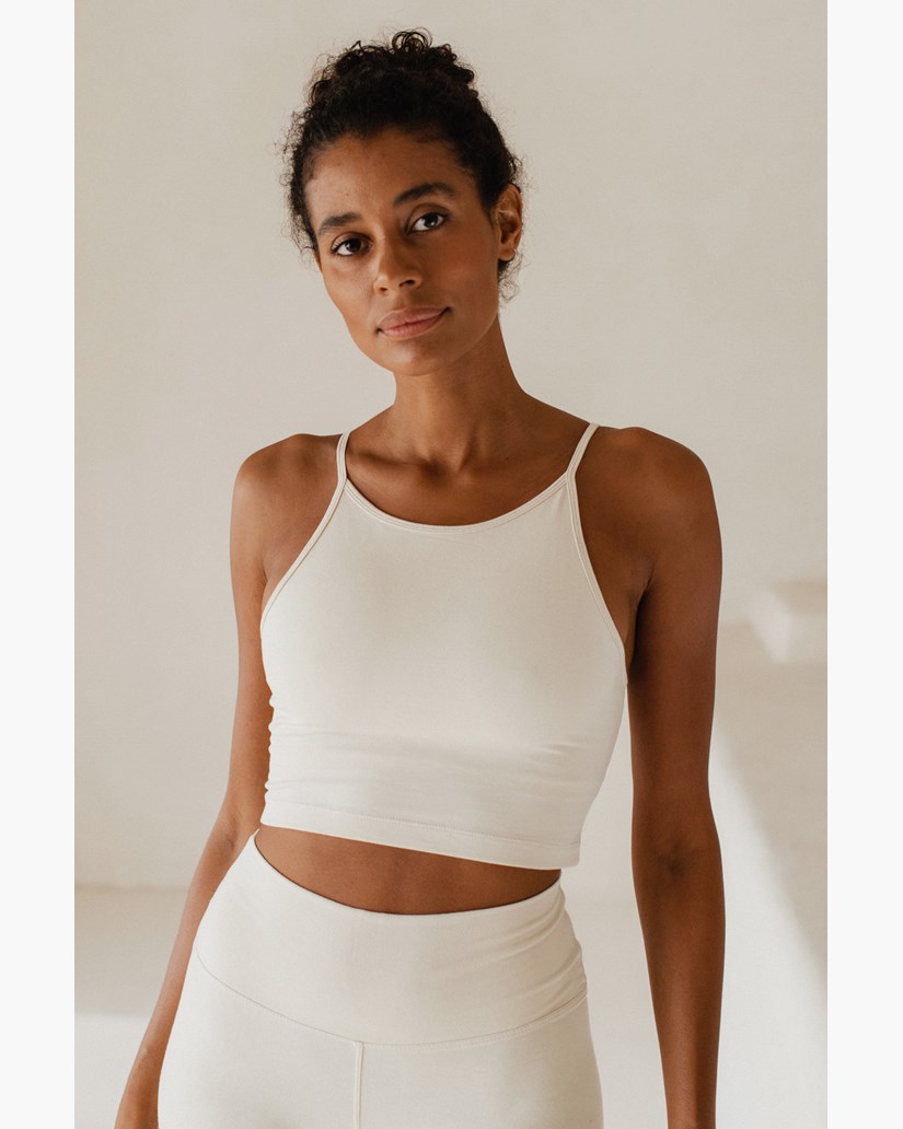 Yogatopp Ester Bamboo Built-in Bra Crop Top, Oatmeal - Studio K