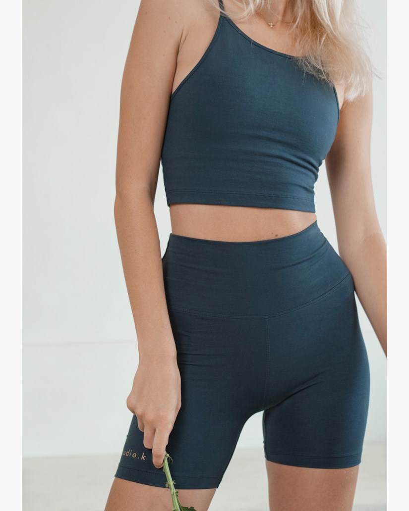 Yogatopp Ester Bamboo Built-in Bra Crop Top, Ocean - Studio K