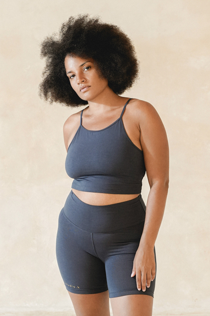 Yogatopp Ester Bamboo Built-in Bra Crop Top, Ocean - Studio K