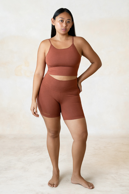 Yogatopp Ester Bamboo Built-in Bra Crop Top, Cinnamon - Studio K