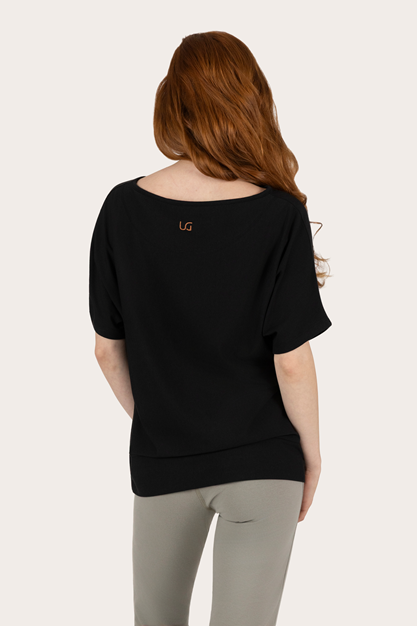 Yogatopp Budhi Short Sleeve Top, Onyx Black - Urban Goddess