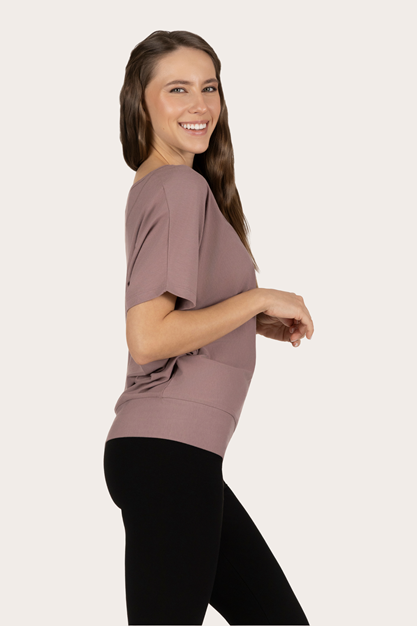 Yogatopp Budhi Short Sleeve Top, Fireclay - Urban Goddess